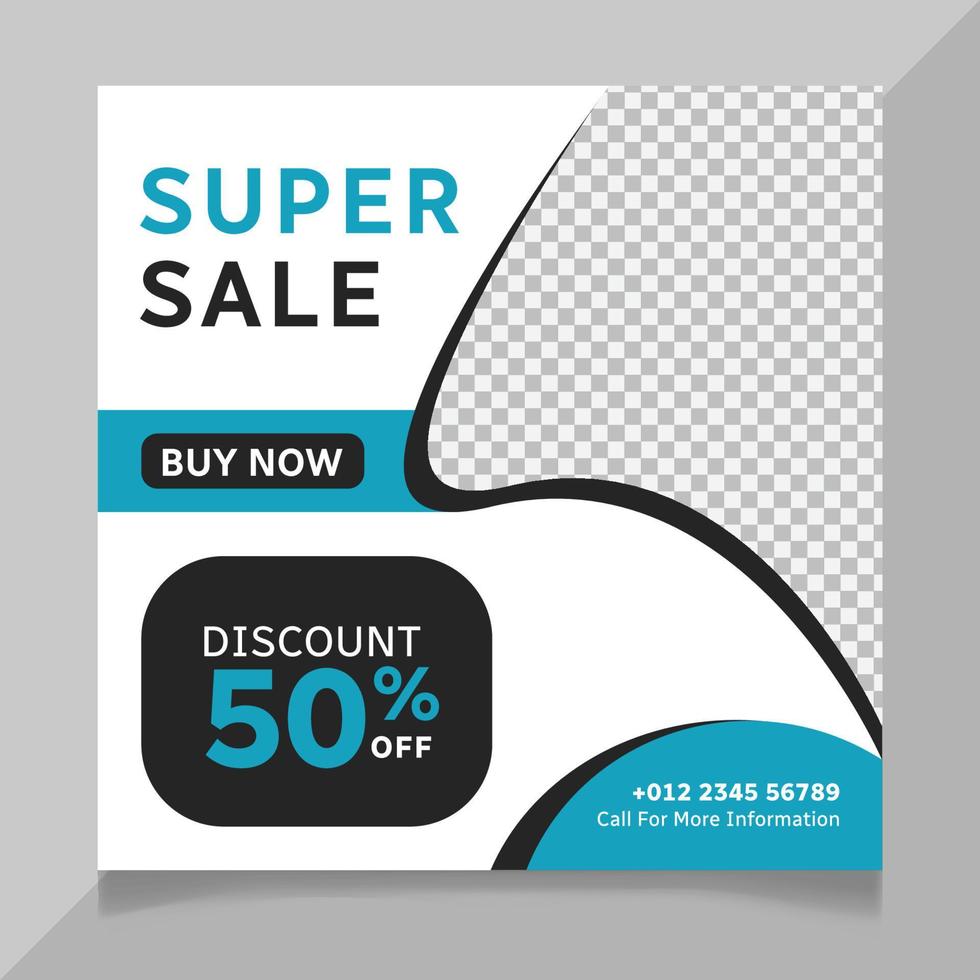 Super sale social media post template vector