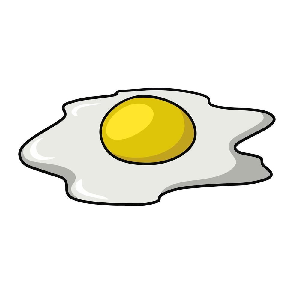 Fried egg, broken egg, vector illustration in cartoon style on white background