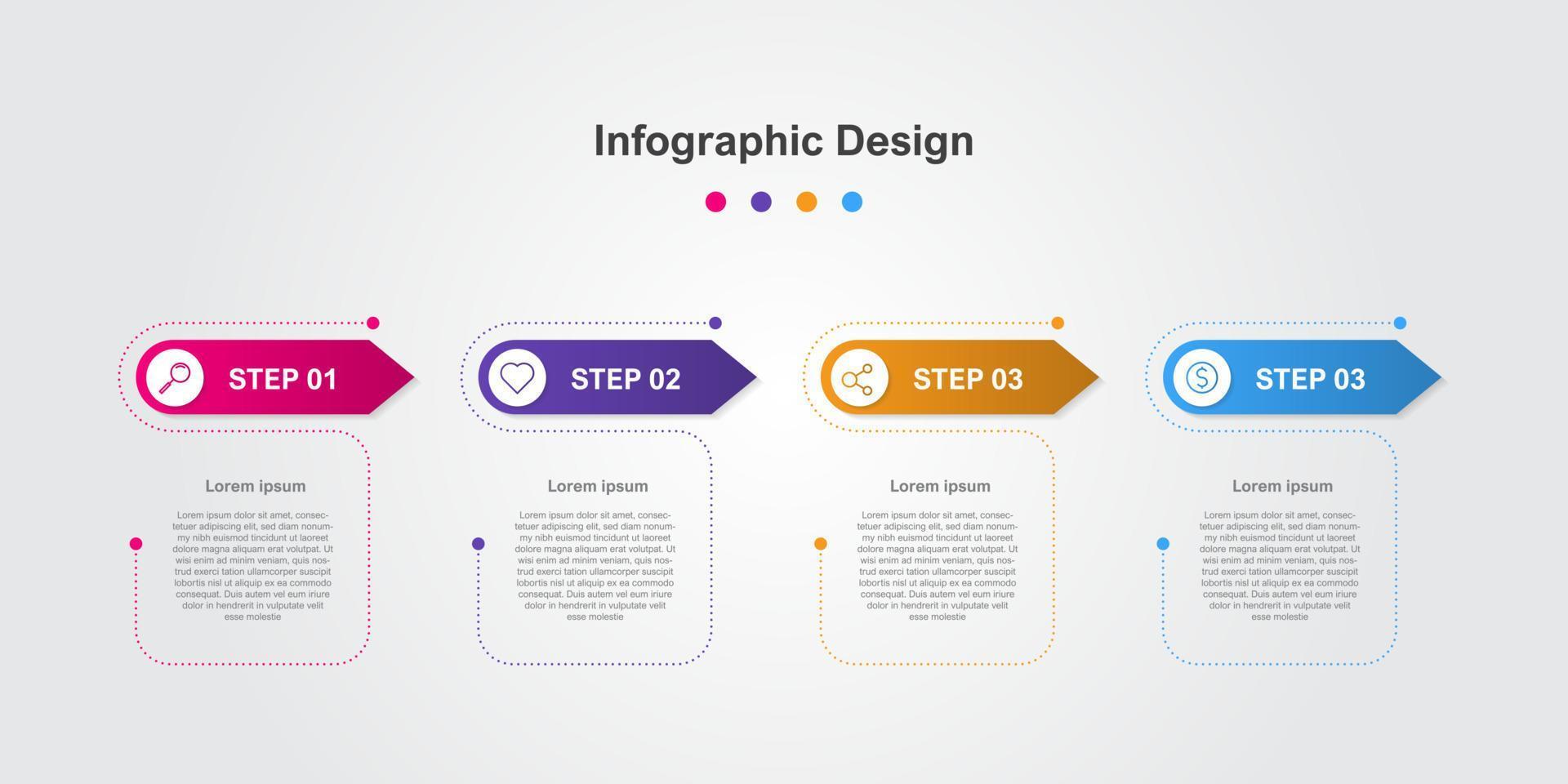 plantilla de infografía empresarial abstracta colorida de cuatro pasos vector