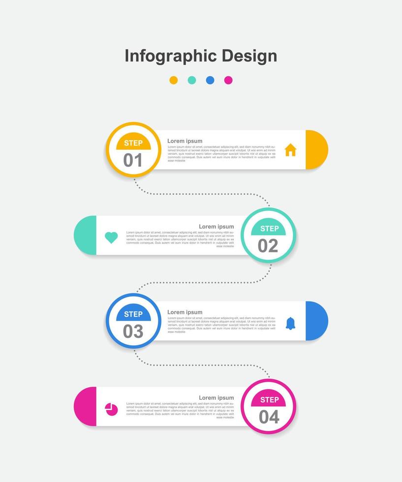 plantilla de infografía empresarial abstracta colorida de cuatro pasos vector