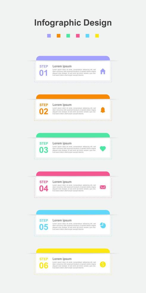 Six Steps Colorful abstract business infographic template vector