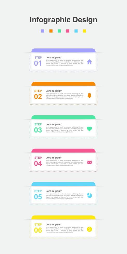 Six Steps Colorful abstract business infographic template vector