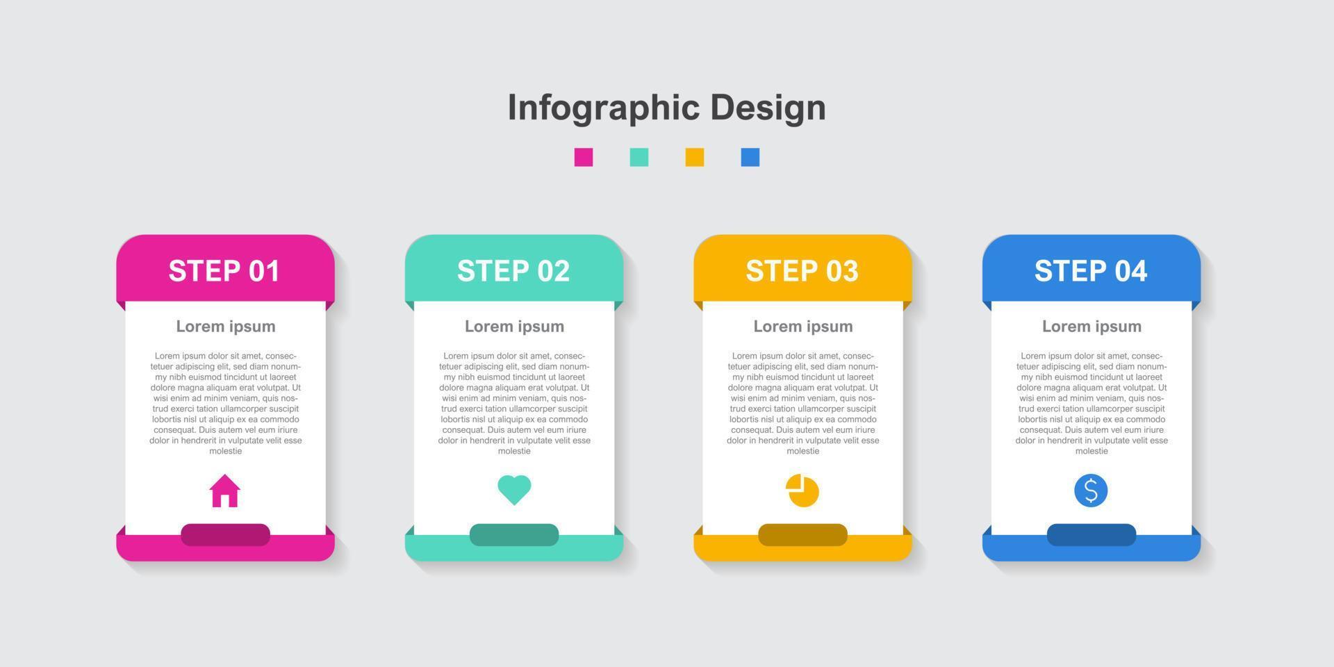 plantilla de infografía empresarial abstracta colorida de cuatro pasos vector