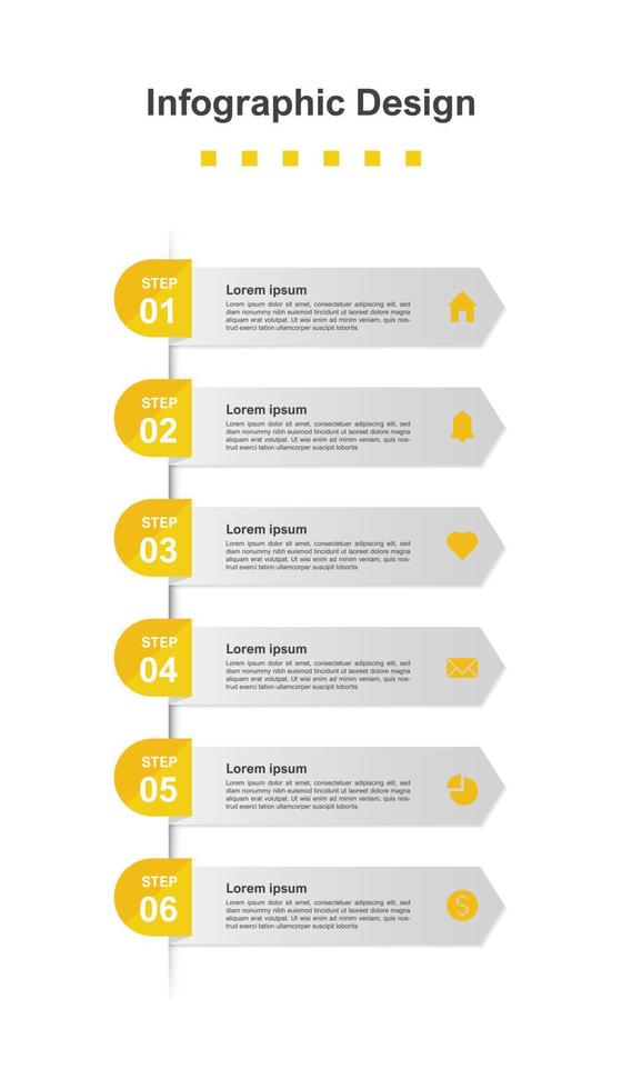 Six Steps abstract business infographic template vector