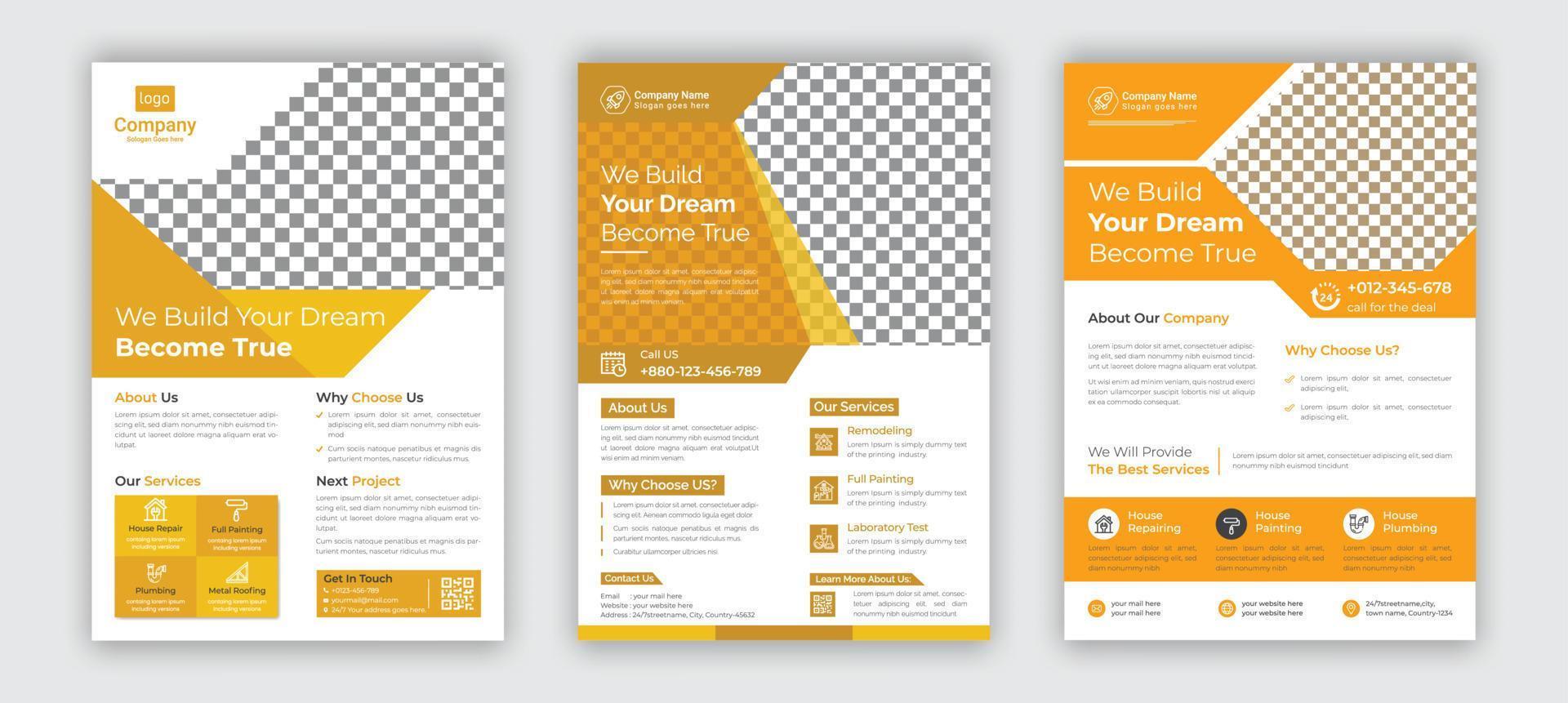 Modern constraction Flyer template vector