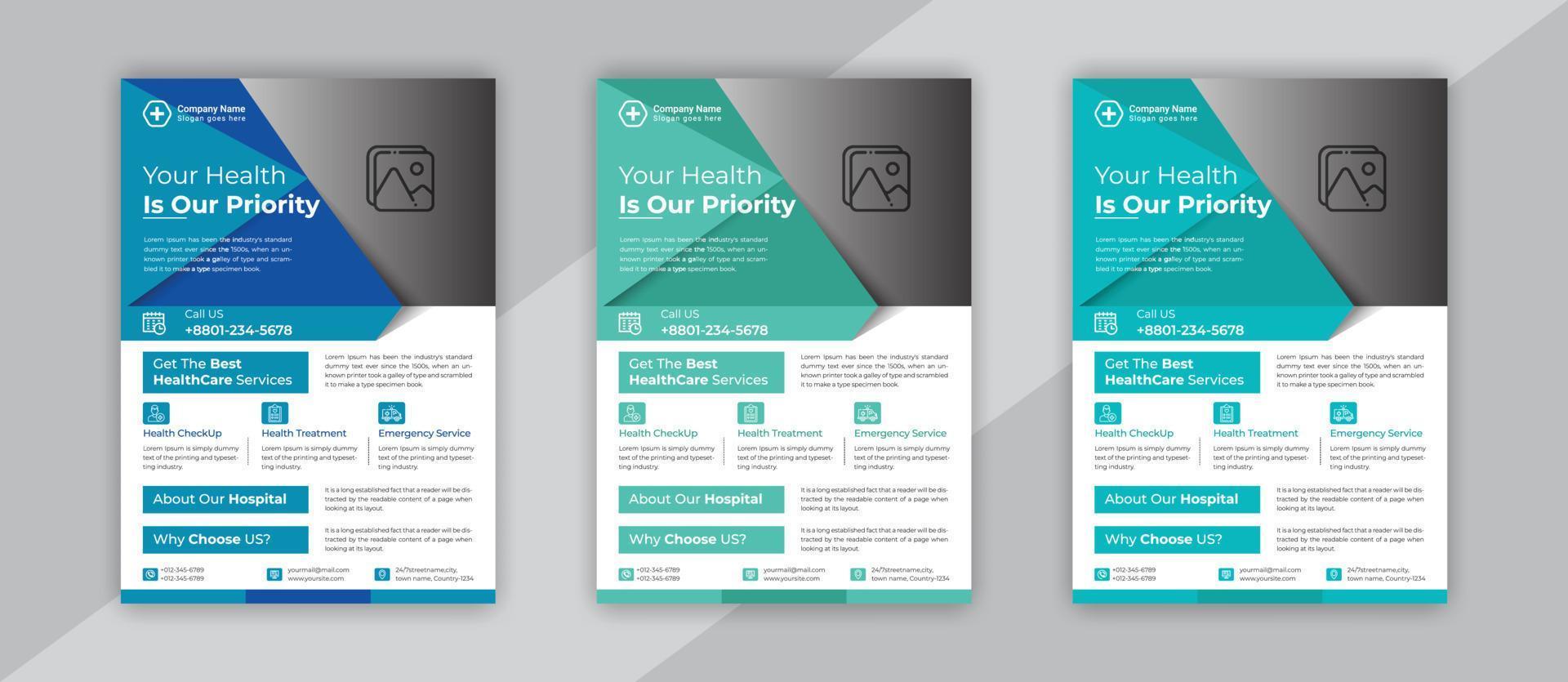 Medical healthcare flyer template vector