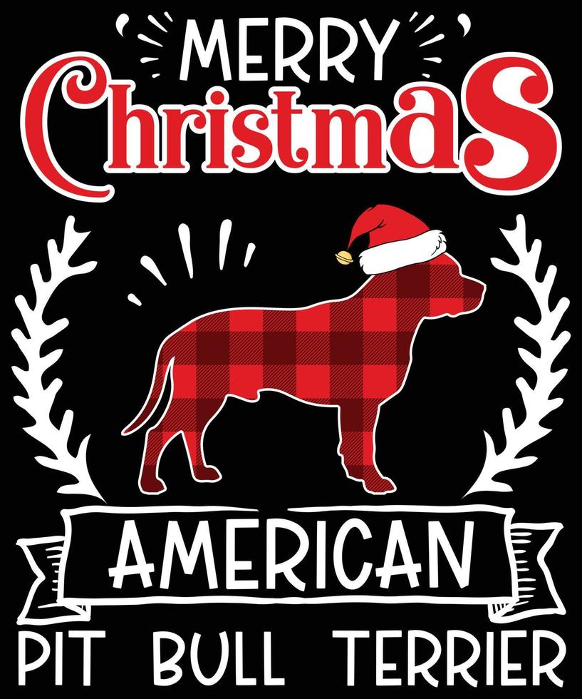 feliz navidad american pit bull terrier tipografía vector diseños de camisetas para las vacaciones de navidad en los estados unidos se llevará a cabo el 25 de diciembre. perro de navidad, diseño de amante de la cerveza de vino.