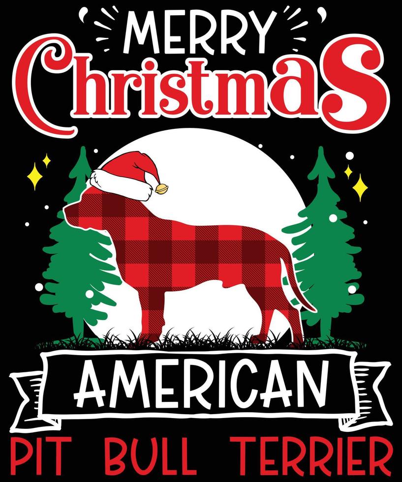 feliz navidad american pit bull terrier tipografía vector diseños de camisetas para las vacaciones de navidad en los estados unidos se llevará a cabo el 25 de diciembre. perro de navidad, diseño de amante de la cerveza de vino.