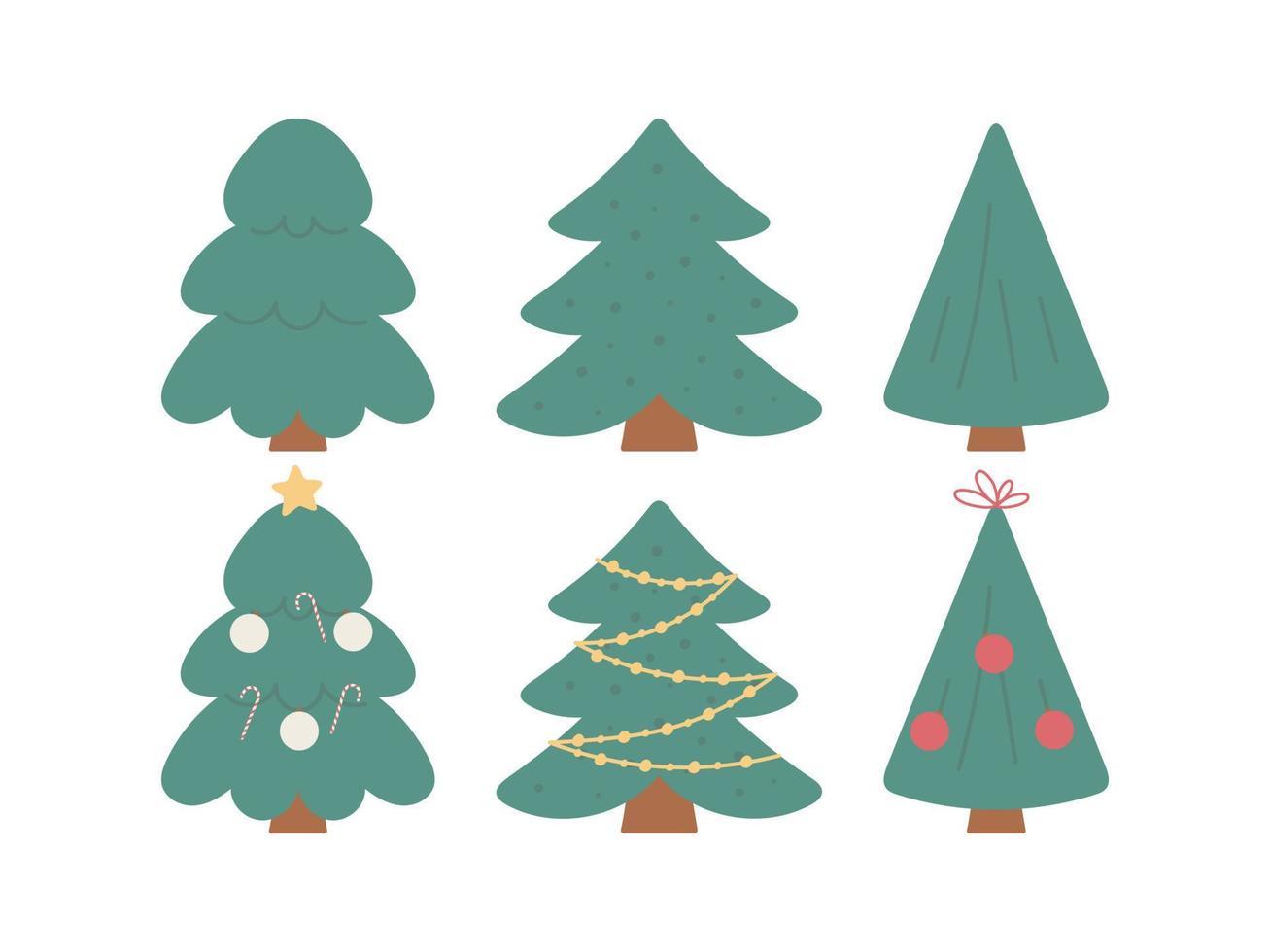 Set with Christmas tree. Vector illustration on a white background. For card, posters, stickers, banners, printing on the pack, printing on clothes, fabric, wallpaper.