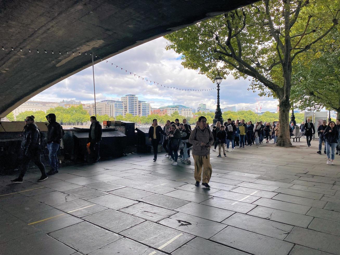 London in the UK in September 2022. People in a queue to see the Queen lying in state. photo