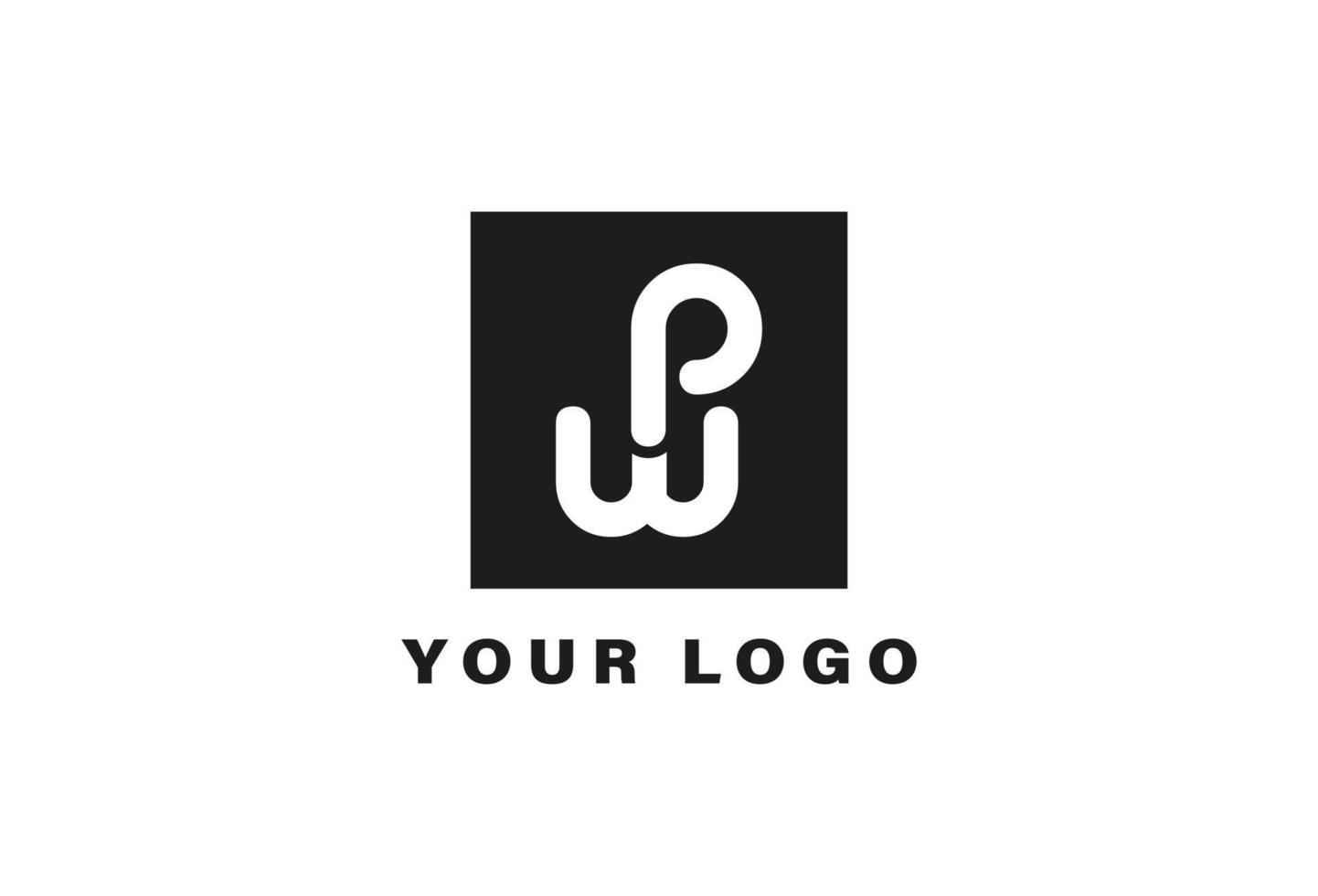 plantilla de diseño de logotipo cuadrado pw vector