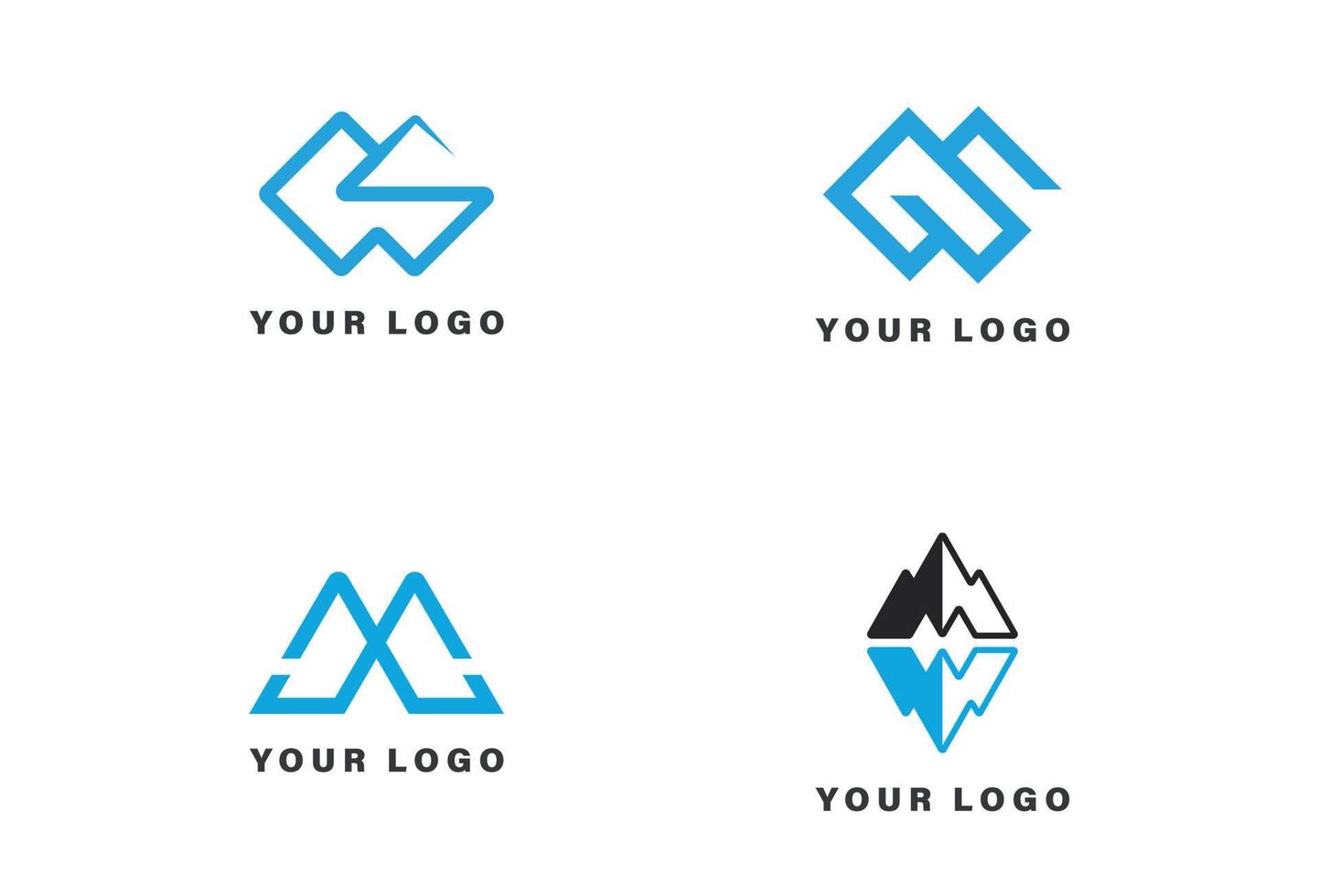 M W letter mountain logo design template vector