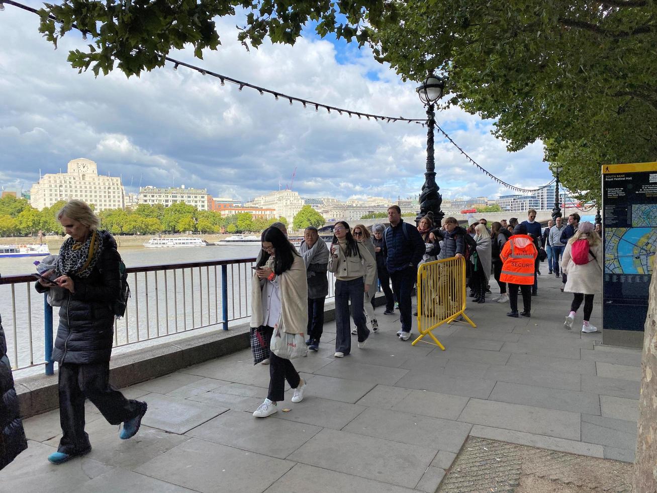 London in the UK in September 2022. People in a queue to see the Queen lying in state. photo