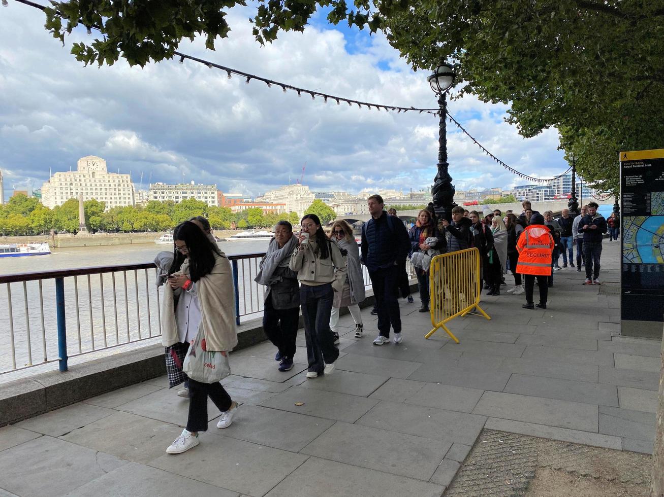 London in the UK in September 2022. People in a queue to see the Queen lying in state. photo