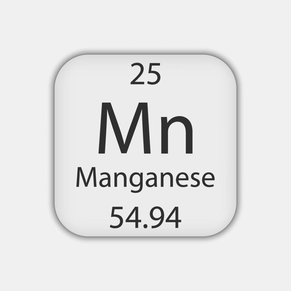 Manganese symbol. Chemical element of the periodic table. Vector illustration.