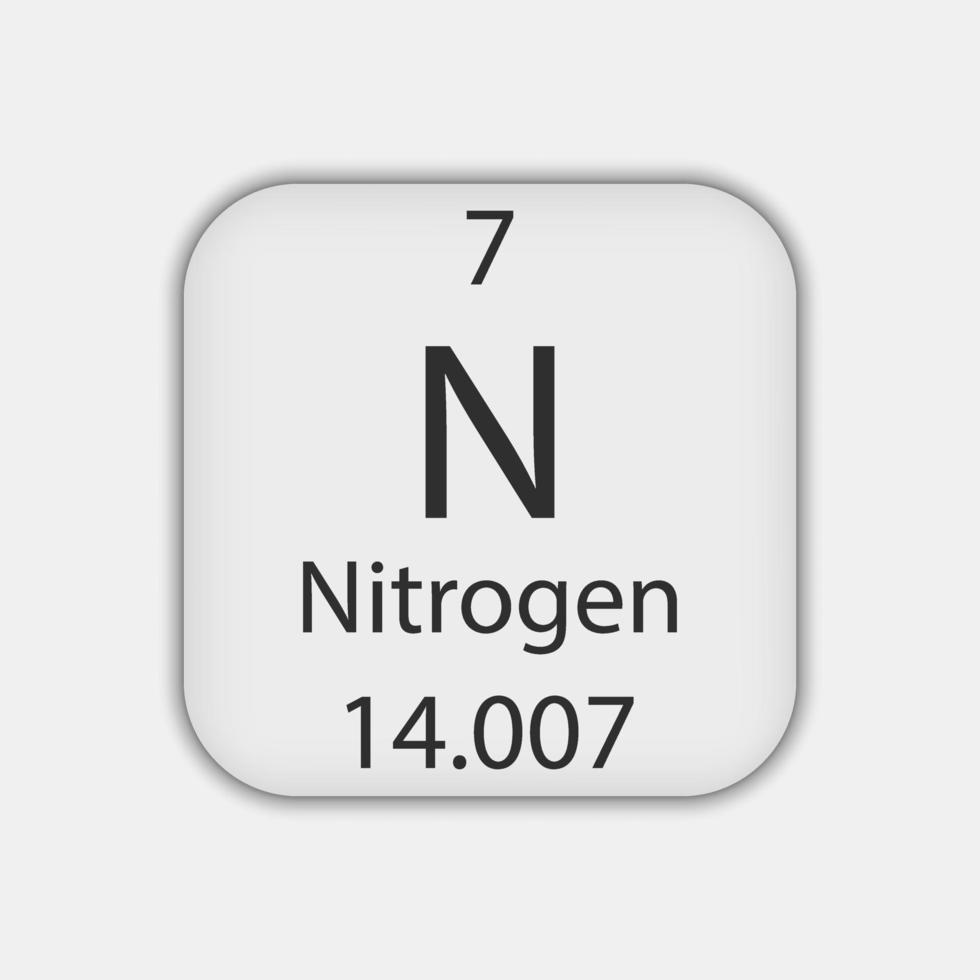 Nitrogen symbol. Chemical element of the periodic table. Vector illustration.