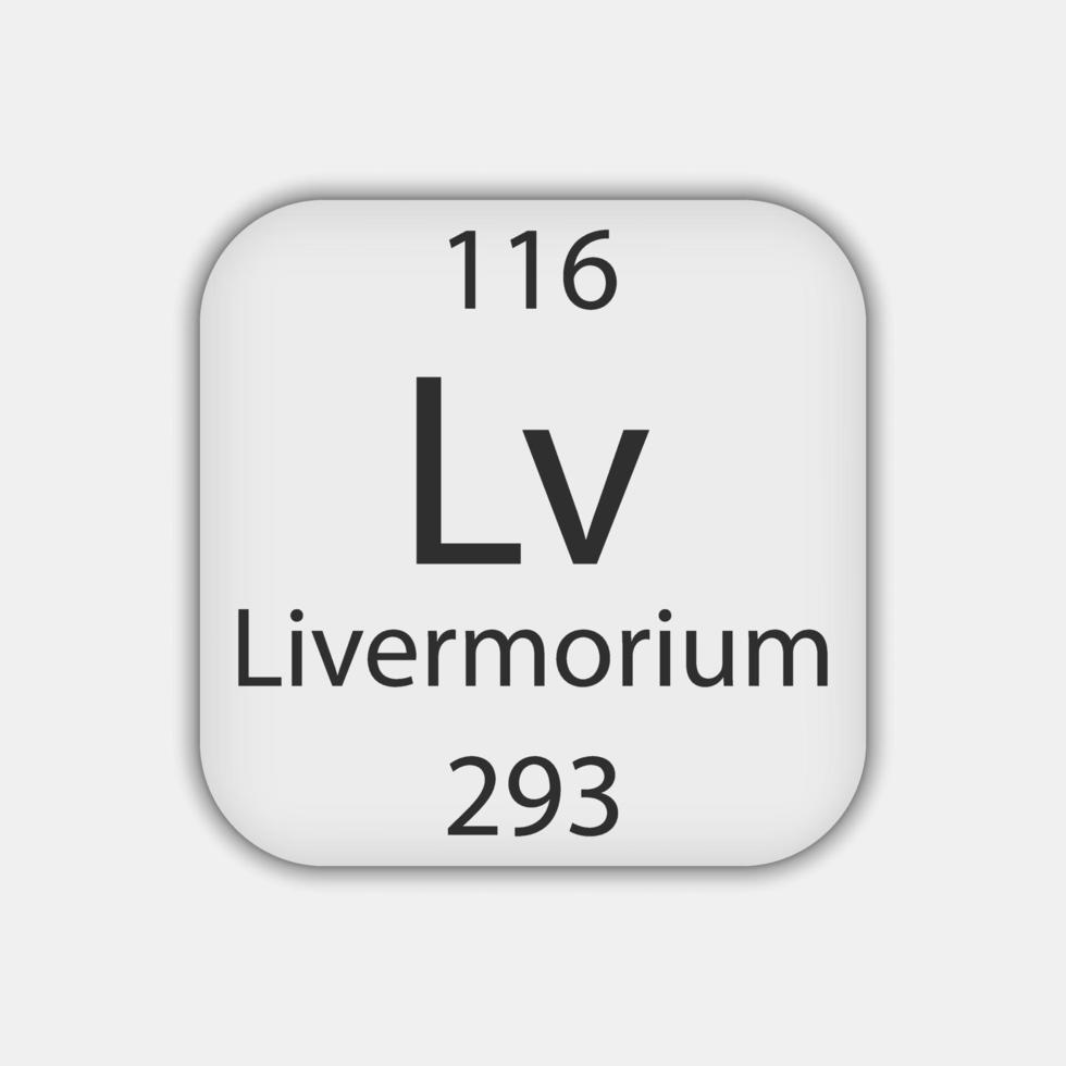 símbolo de livermorio. elemento químico de la tabla periódica. ilustración vectorial vector