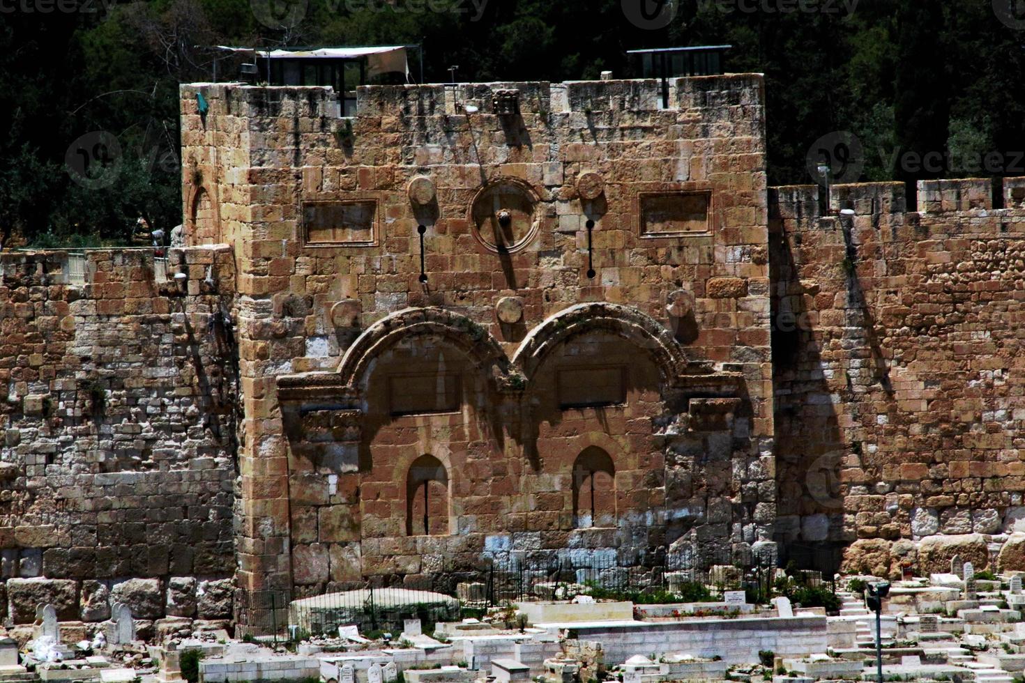 A view of the sealed Golden Gate in JerusalemJerusalemIsraelTravelOutdoor photo