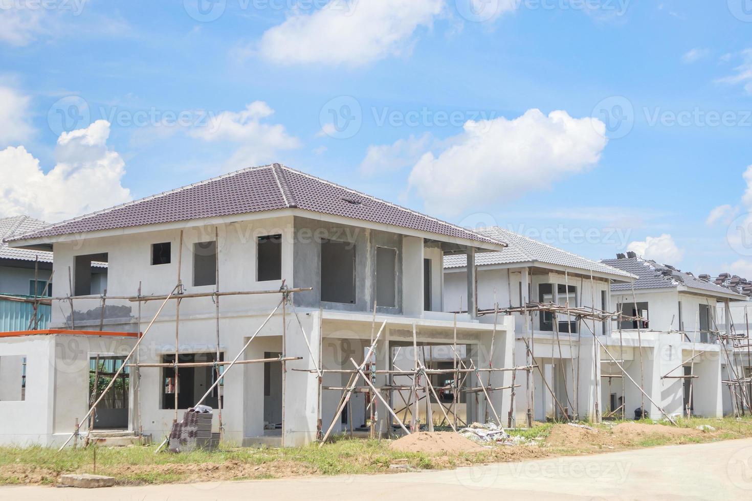 construction residential new house with prefabrication system in progress at building site photo