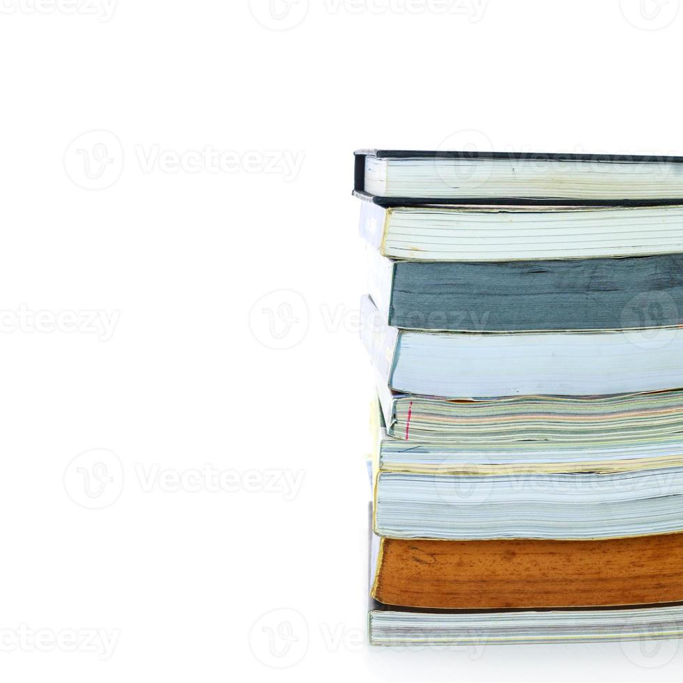 books stack isolated on white background photo