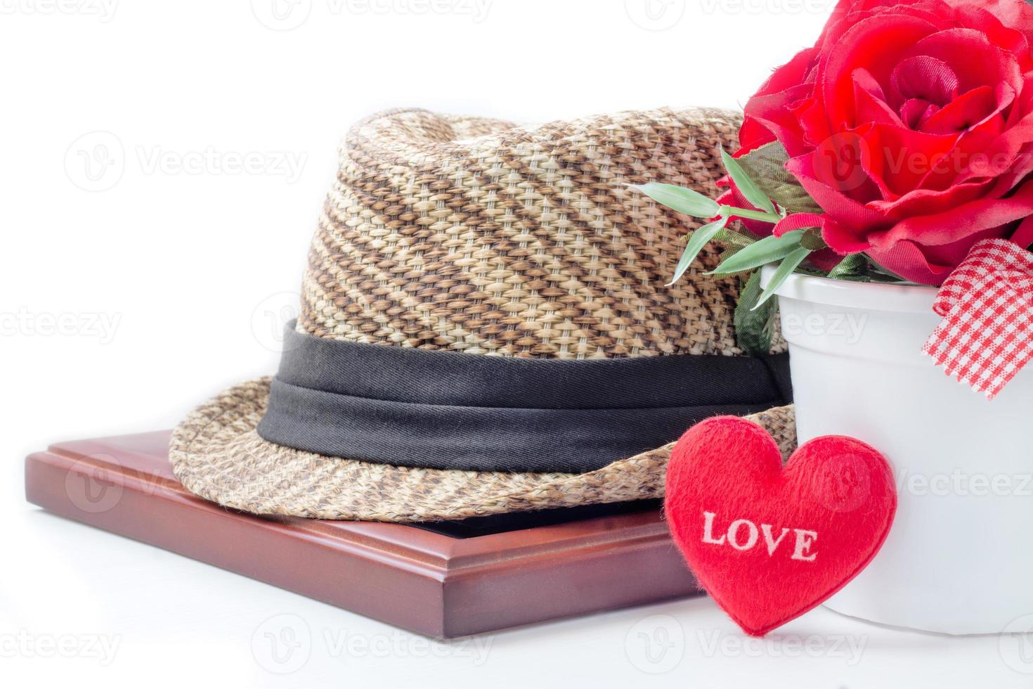 Fashion hat rose and picture frame photo