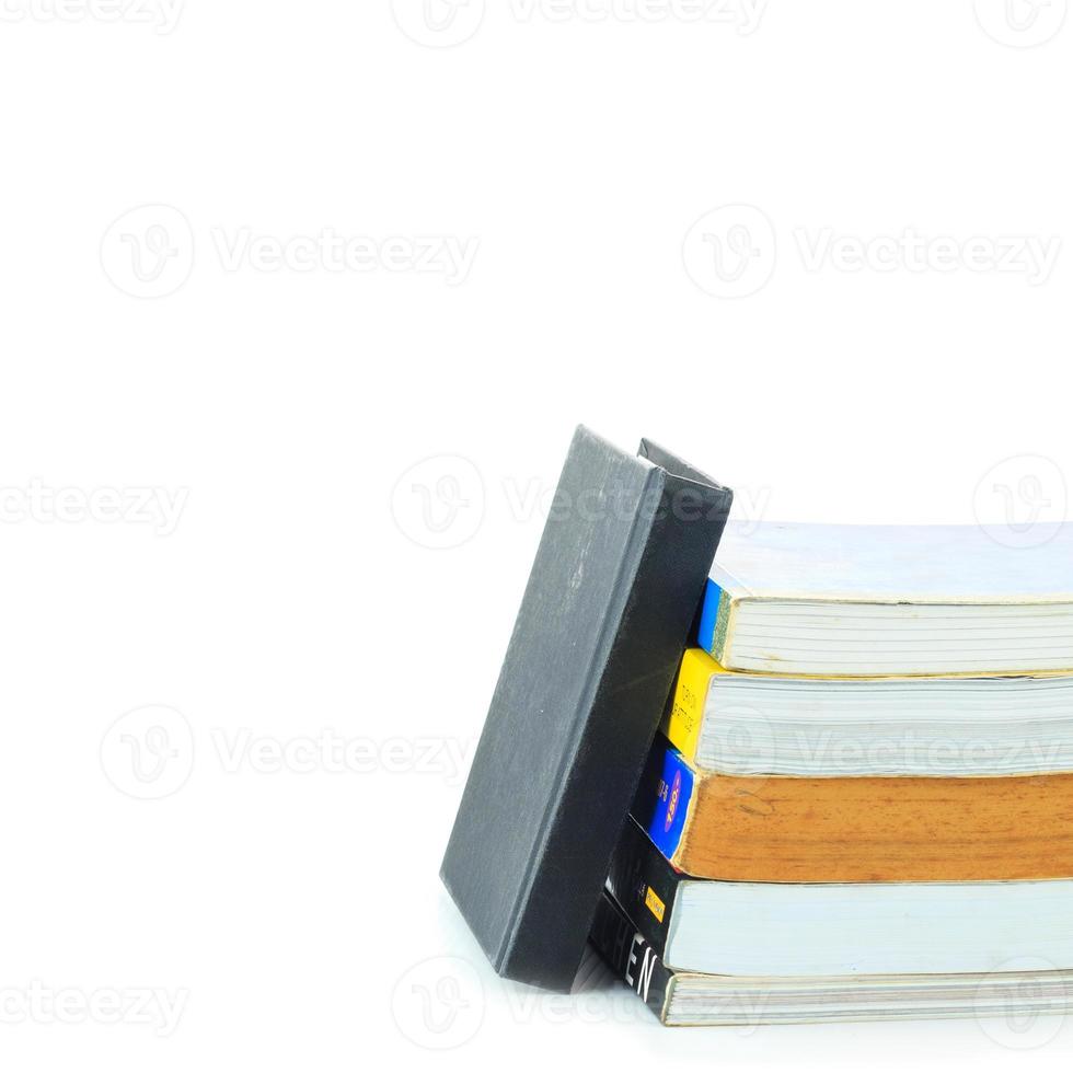 books stack isolated on white background photo