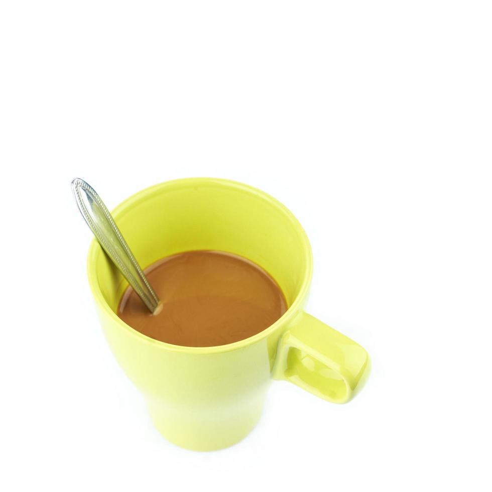 hot coffee in green mug photo