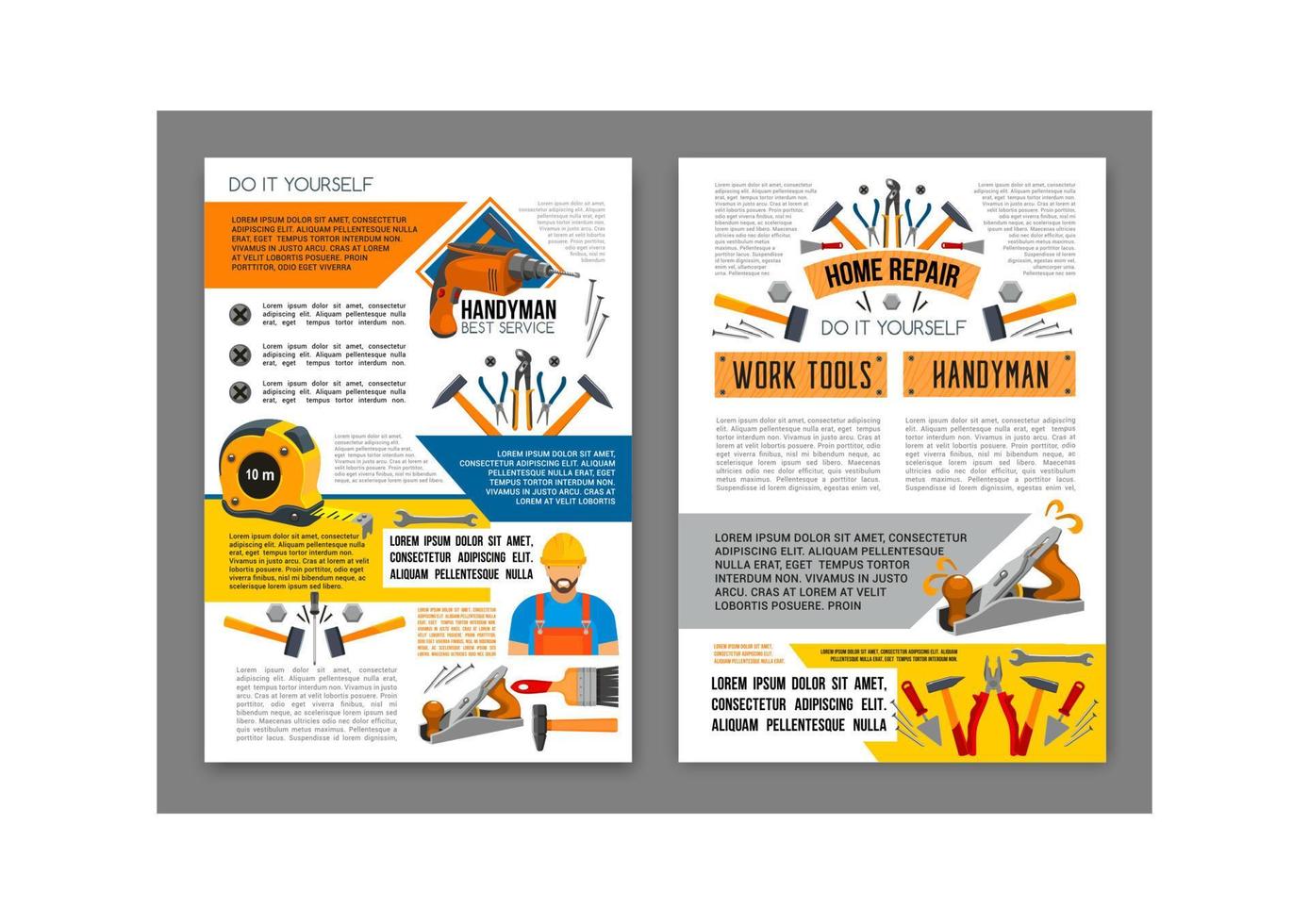 Home repair work tool banner template set vector