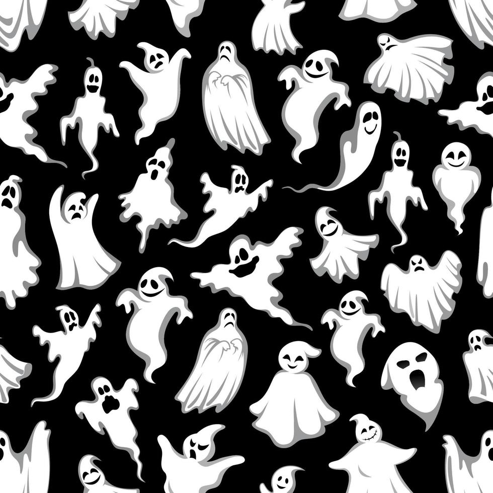 Spooky ghost Halloween holiday seamless pattern vector