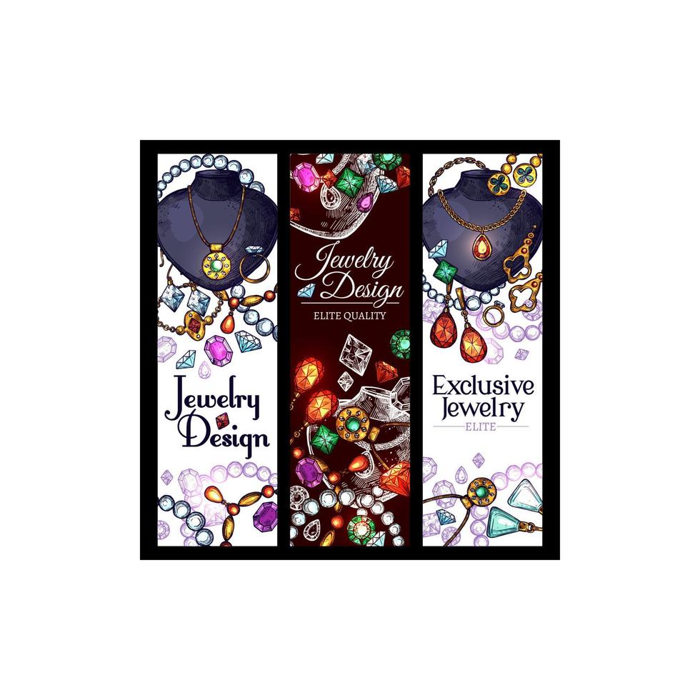 Vector banners of jewelry fashion accessories