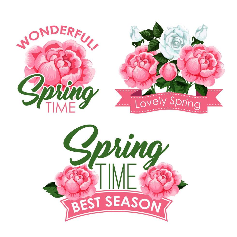 Vector springtime roses bunches of greeting quotes