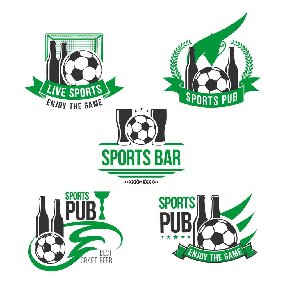 iconos vectoriales para el bar deportivo de fútbol o fútbol vector