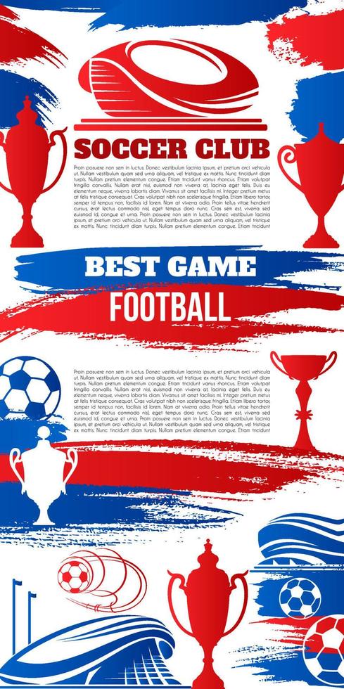 Soccer sport banner with football stadium and ball vector