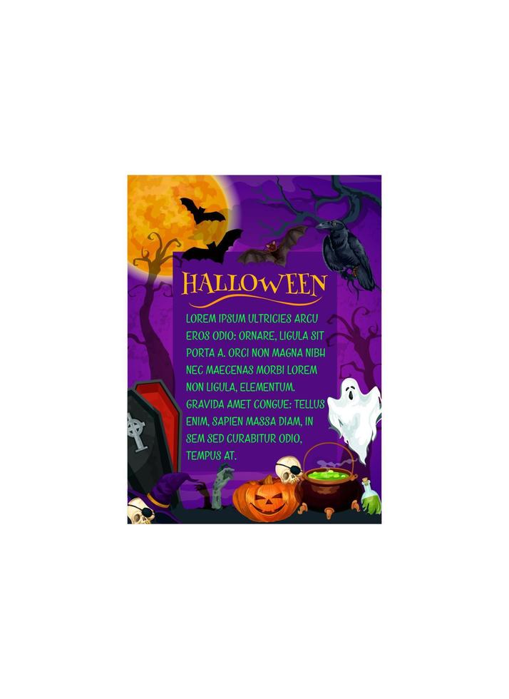 Halloween holiday night trick treat vector poster