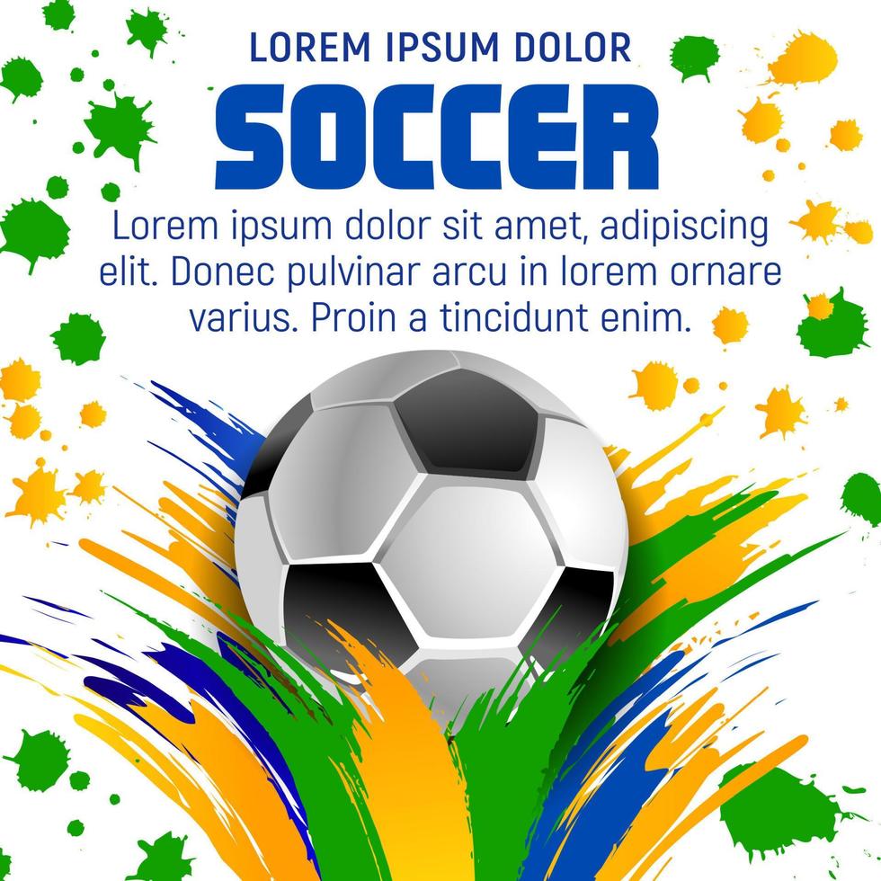 Soccer ball poster for football sport tournament vector