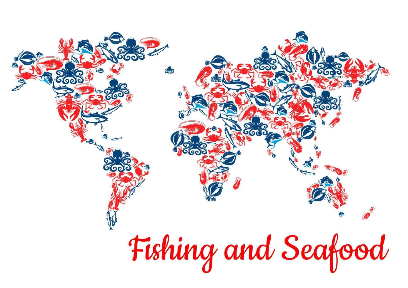 pesca y mariscos pescado vector mapa mundial