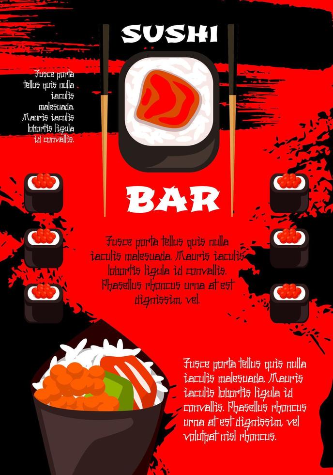 cartel de vector para restaurante de sushi japonés