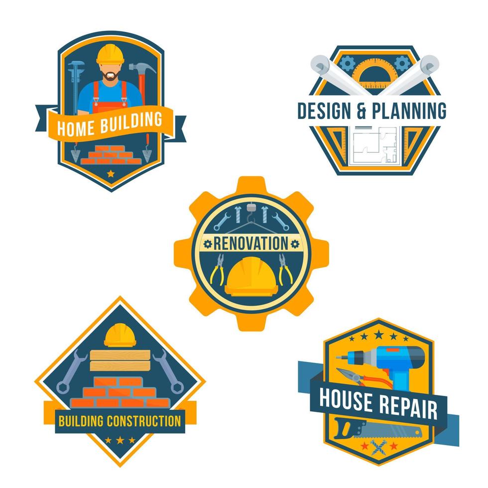 Work tools vector icons for house repair design