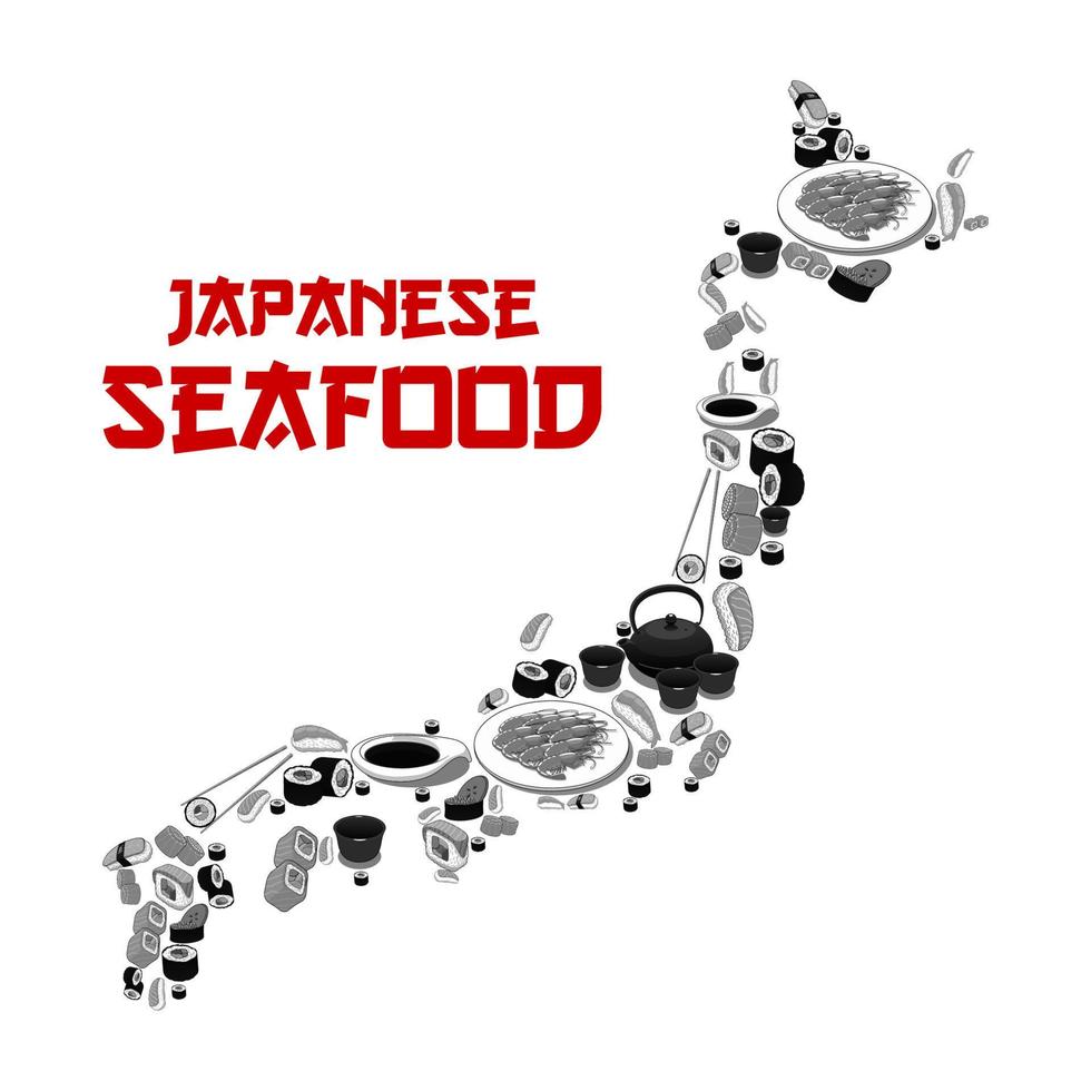 Vector Japanese sushi food restaurant Japan map