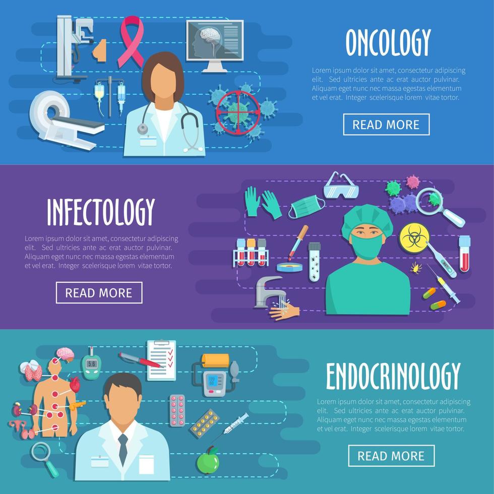 Medical banner set of doctor with healthcare icons vector