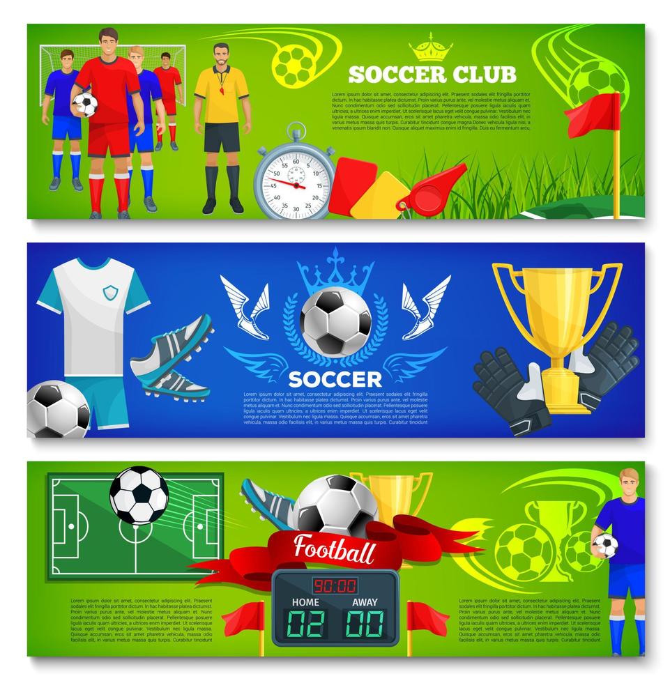 Vector banners for football or soccer sport club