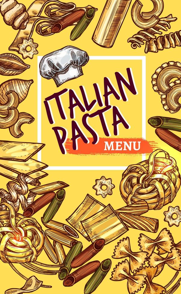 Vector Italian pasta sketch poster restaurant menu