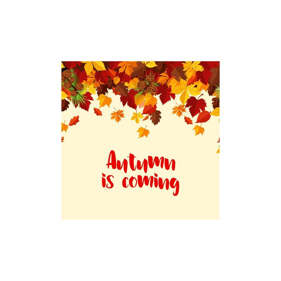 Autumn fall leaves vector poster template
