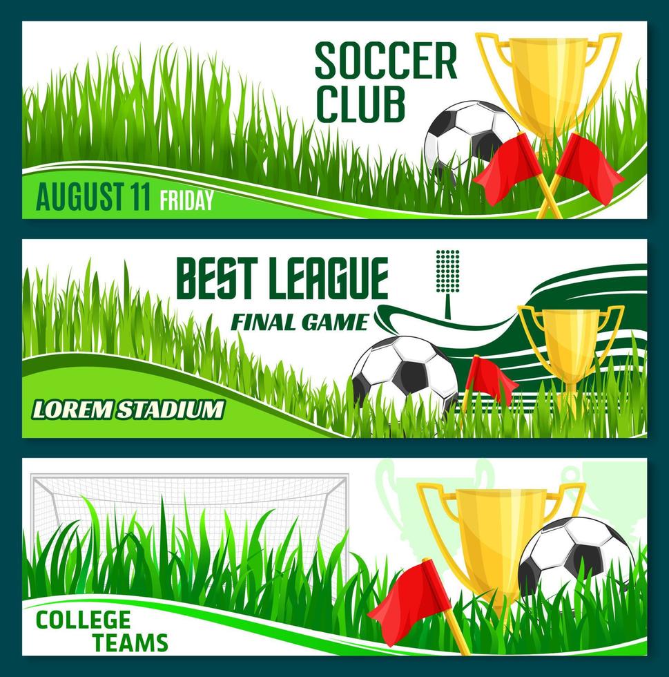 banners de liga de deporte de fútbol de club de fútbol de vector