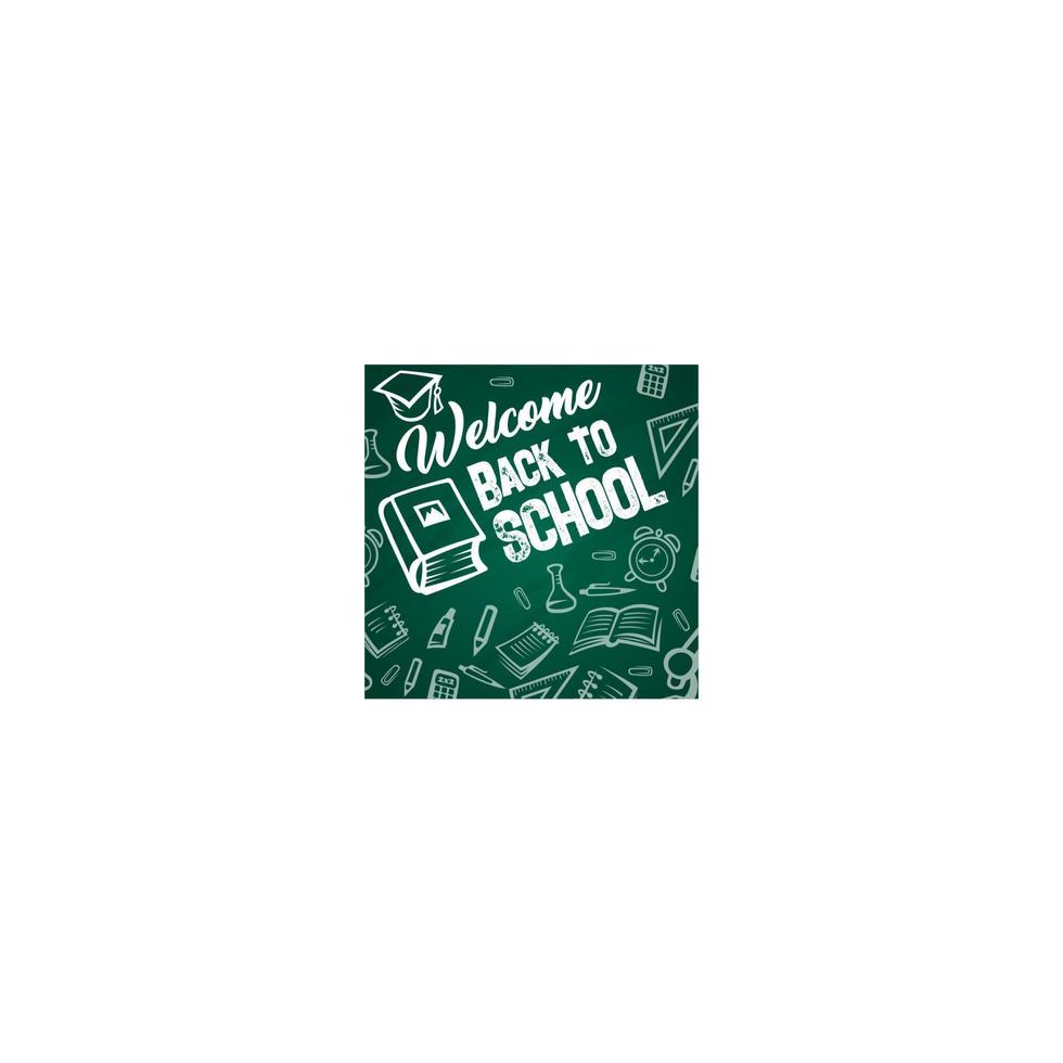 Back to School vector book on chalkboard