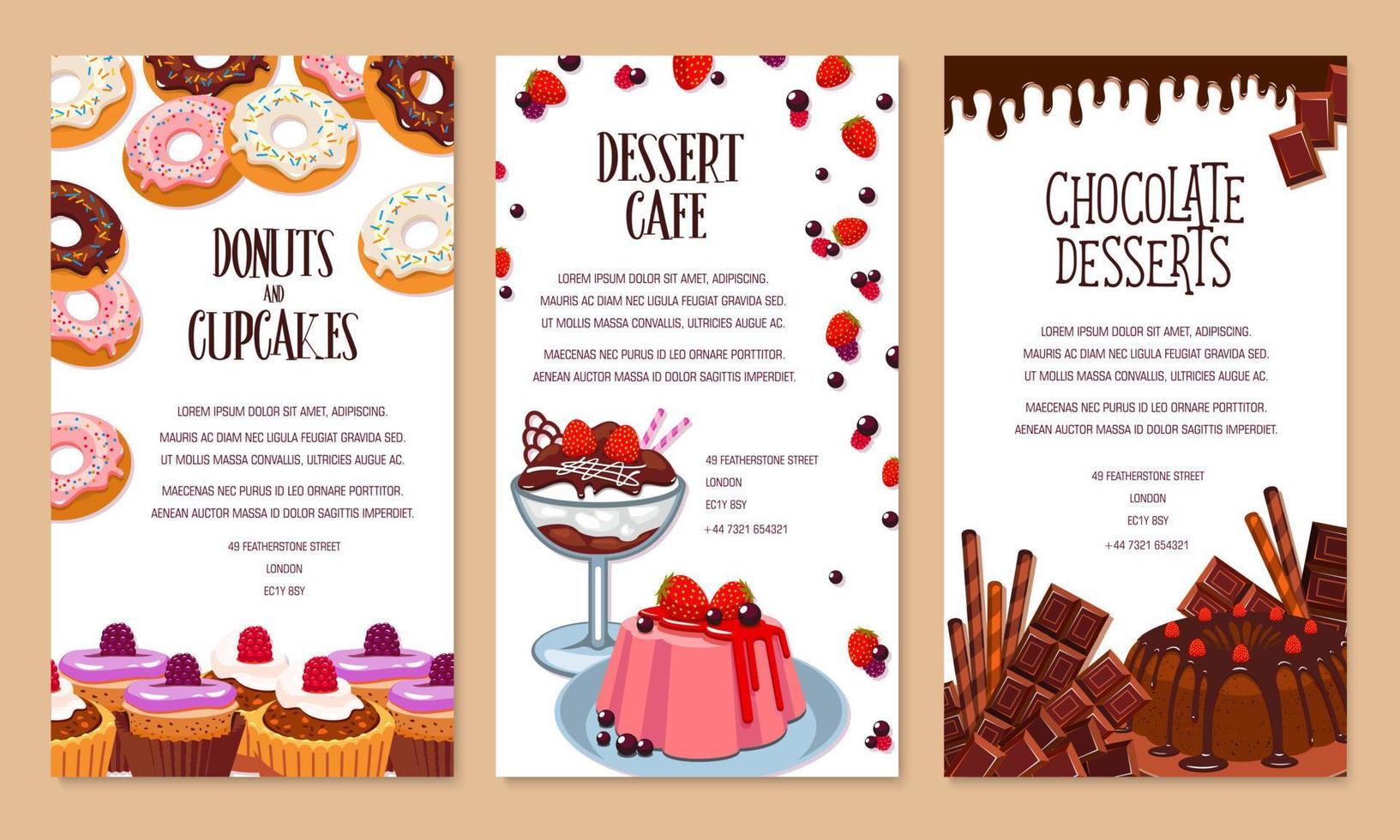 Vector poster template for bakery shop desserts