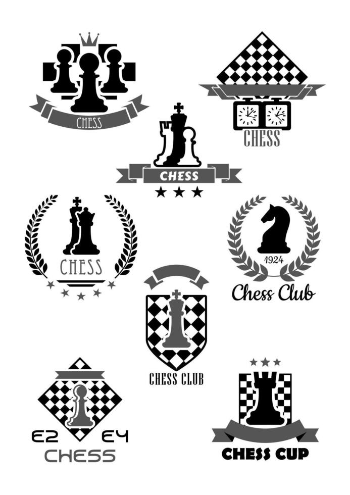 iconos vectoriales para el club de ajedrez y el concurso de juegos vector