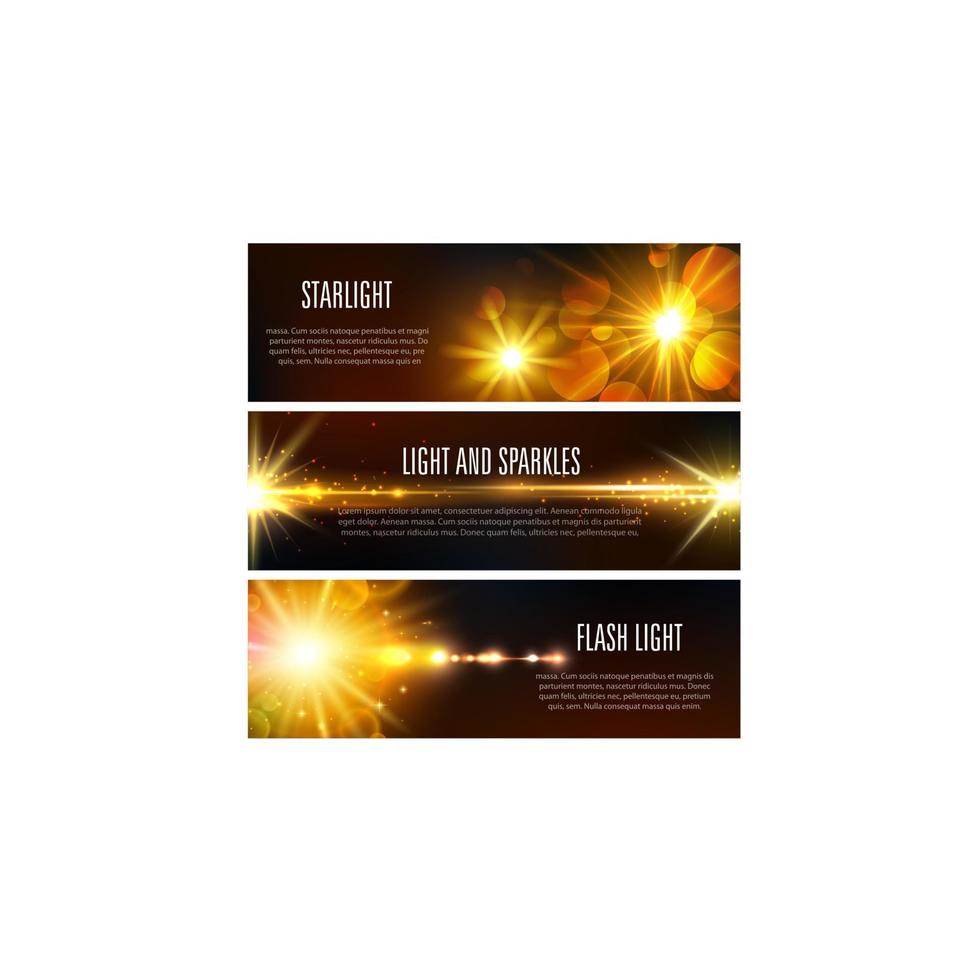 Vector banners of light flash and sparkles effect