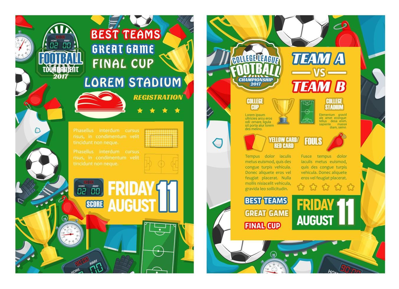 Football or soccer sport tournament match banner vector