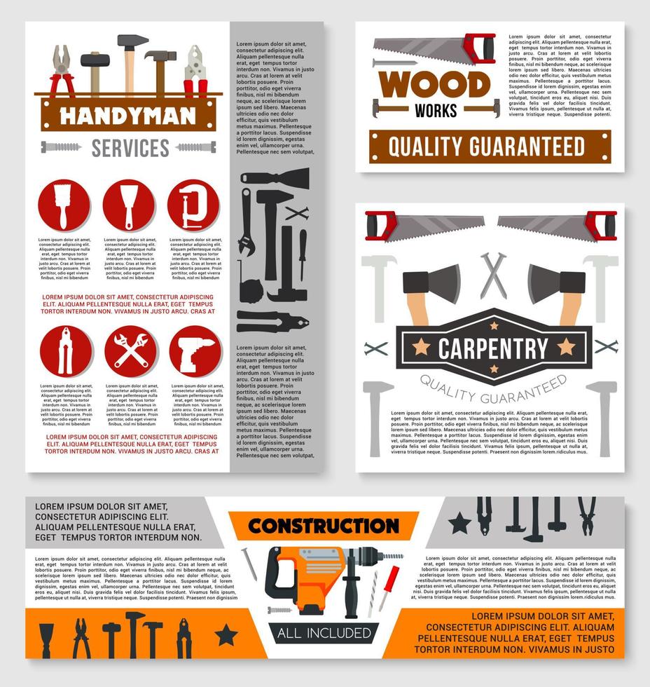 Construction business banner with work tool vector